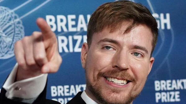 Jimmy Donaldson, who goes by the online alias MrBeast, arrives at the 11th Breakthrough Prize Ceremony on April 5, 2025, in Los Angeles. (Photo by AP)